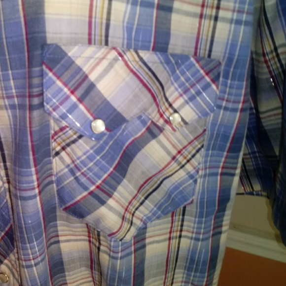 VTG Rustler Wrangler Western Shirt Pearl Button - Picture 6 of 8